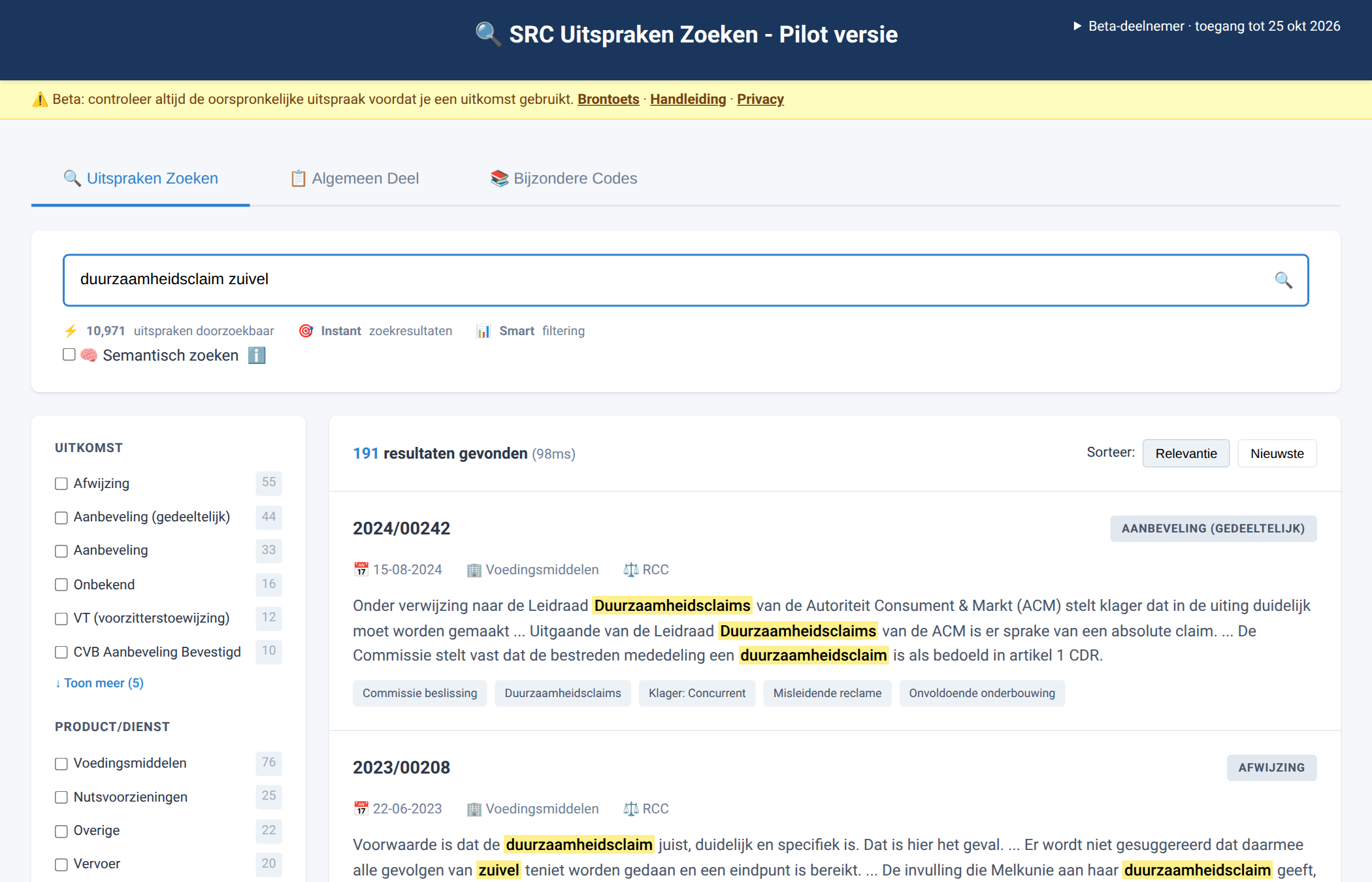 Zoekresultaten voor duurzaamheidsclaim zuivel met filters links