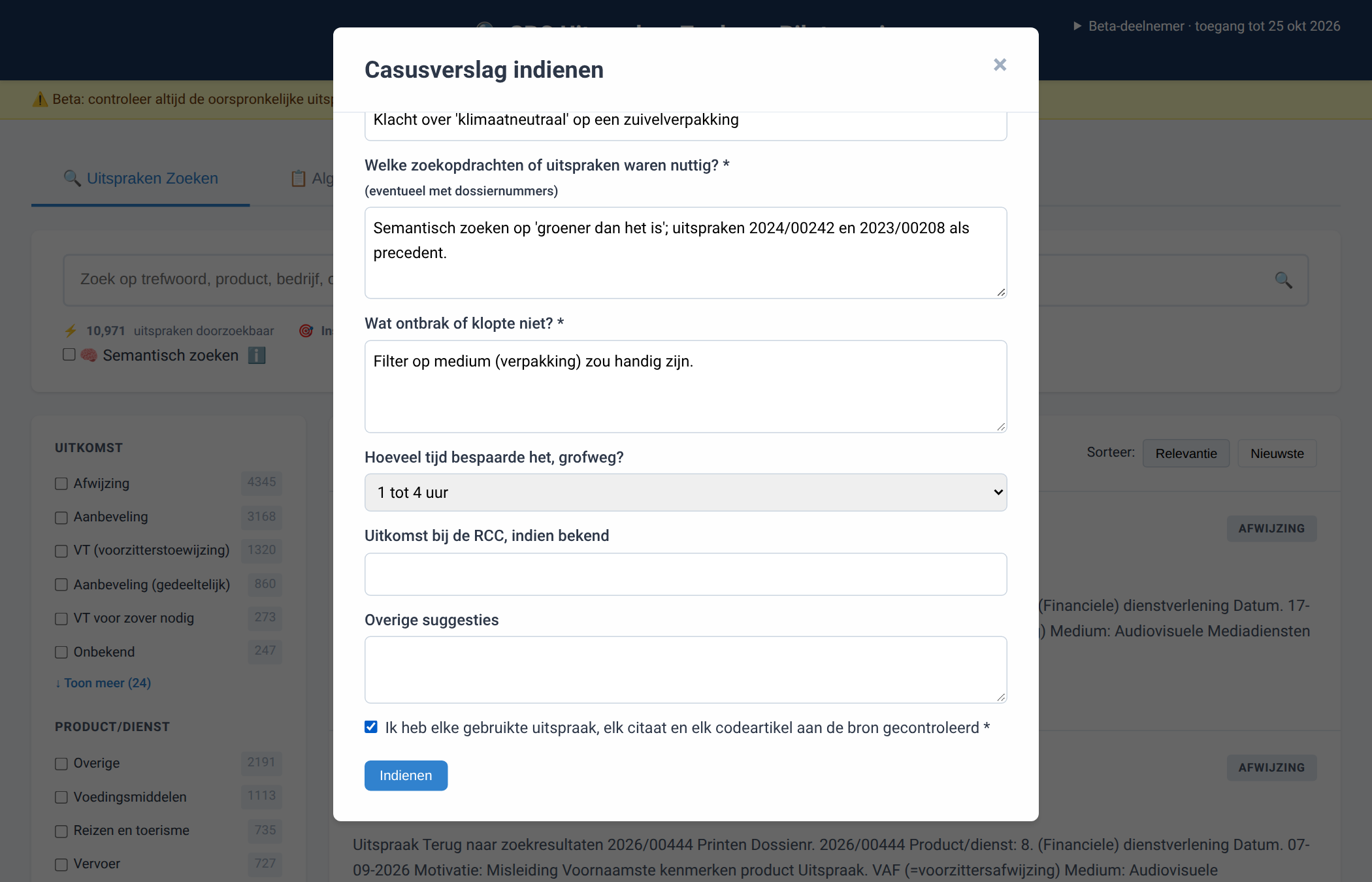 Formulier Casusverslag indienen